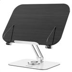 Amasrich Book Holder Stand for Reading Hands Free, Adjustable Cookbook Large Document Holders for desk with 360° Rotating Base & Page Clips, Foldable Desktop Ricer for Kids,Computer,Recipe,Textbook