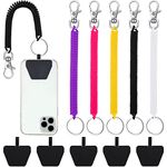 5 Sets Coil Springs Phone Lanyard Tether with Patch Stretchy Lasso Straps Phone Patch Compatible with Most Smartphone (Multi Color)