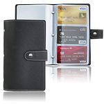 Jasenna Business Card Holder,Business Card Book Case PU Leather Organization Binder Name ID Card Holder for Men & Women, Up to 96 Cards Capacity(1-Black)