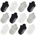 HYCLES Toddler Grip Socks 12 Pairs for 1-3 Years Baby Boys Girls Ankle Socks with Grips - Kids Non Slip/Anti Skid Socks