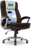Serta Fairbanks Big & Tall Executive Office Chair, Ergonomic Comfy High-Back ComputerChairs with Lumbar Support, Semi-Plush Seat Cushion, Padded Armrests, Nylon Swivel Base, Bonded Leather, Brown