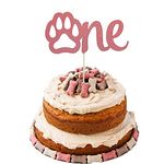 Festiko Dog Cake Topper 1, Rosegold Glitter Dog 1st Birthday Cake Topper, Let’s Pawty Cake Topper, Puppy Cake Topper for Pet Dog 1st Birthday Party Decorations Supplies Set