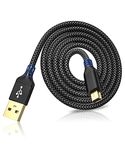 AkoaDa Mini USB Cable 2M, Braided USB 2.0 to Mini B Cable Data Charging Cable Compatible with PS3 Controller, Garmin GPS, Blue Yeti,Hero 3/4, Dash Cam, Nikon, Canon etc (Black)