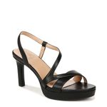 Naturalizer Women Abby Strappy Platform Dress Sandals, Black Smooth, 9.5 Wide