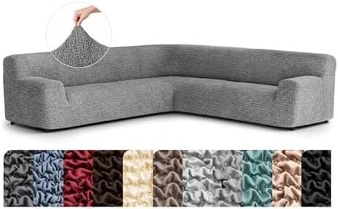 PAULATO BY GA.I.CO. Extra Large Corner Sectional Couch Cover - Oversized L-Shape Couch Slipcover - Washable Sofa Covers - 1-Piece Form Fit Furniture Protector - Microfibra - Ash (Corner Sofa)