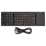Foldable Keyboard, BTh Keyboard Full Size Ultra Slim Folding Keyboard with Sensitive Touchpad, Portable Keyboard for Laptop Tablet Smartphone (Black)