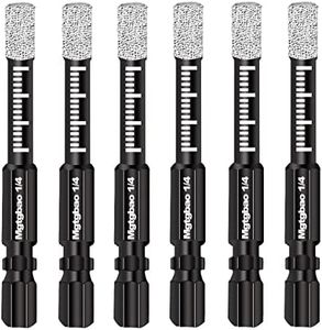 Larouoba 1/4”Black Dry Diamond Drill Bits Set，6PCS 6mm Hex Shank Core Drill Bit Brazed with Cooling Wax for Porcelain Tile Ceramic Concrete Granite Marble Hard Materials (not for Wood).