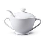 WM Bartleet & Sons 1750 T372 Traditional Porcelain Sugar Bowl with Lid & Spoon – White,13cm