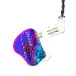 in-Ear Monitors, KBEAR Storm in-Ear Headphone Dynamic Drivers with 0.78mm 2 Pin Detachable Cables, Noise Isolating Wired Earbuds with Microphone for Musicians Singers Drummers (Blue-Purple, with Mic)