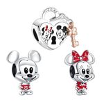 Doyafer Cute cartoon mouse Beads Charms set 925 Sterling Silver charms For Women Bracelet Necklace 3 Piece/Package