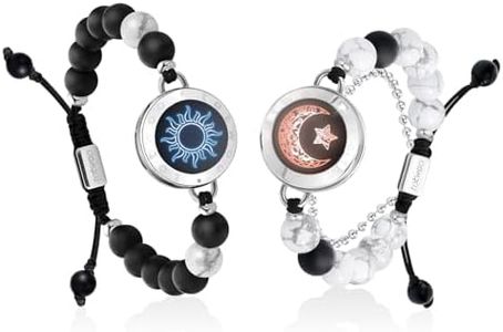 TOTWOO Long Distance Touch Bracelets for Couples, Vibration & Light up for Love Couples Bracelets | Long Distance Relationship Gifts for Girlfriend Bluetooth Pairing Jewelry (Black&White)