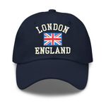 FifthRiver London England Baseball Cap for Men Women, Embroidered UK Union Jack Flag, Adjustable Breatheable Dad Hat (UK, Alpha, One Size, Navy Cap)