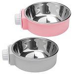 2 Pcs Crate Water Bowl, 2-in-1 Dog Cage Hanging Bowls Removable Cage Water Bowls for Small Animals