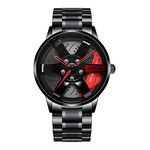 Watch Men Cool Sports Car Rim Hub Men Watch Men Clock Fashion Quartz Watch,Red