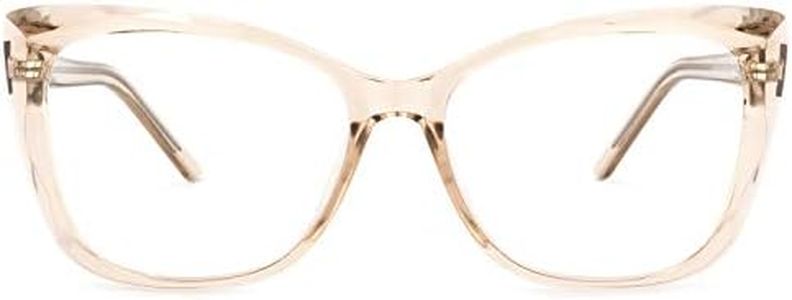 Zeelool Trendy Acetate Cat Eye Blue Light Blocking Glasses for Women 100% UV400 Protection Eyewear Farris ZOP02098, Champagne-crystal, Large