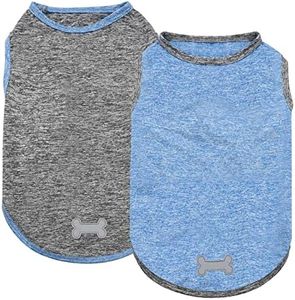 KYEESE 2 Pack Dog Shirts Quick Dry Soft Stretchy Dog T-Shirts with Reflective Label Tank Top Sleeveless Vest Sun Protection Dog Clothes for Small Dogs, Medium, Light Blue+Grey