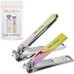 MelodySusie Nail Clippers Set, Ultra Sharp Toenail Clippers, Stainless Steel Nail Clippers for Men Women, 2 in 1 Fingernail Clipper Nail Cutter, Stocking Stuffers Gifts, Pink