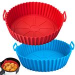 Viretec 2 Pack Air Fryer Silicone Liners Pot, Reusable Silicone Bowl Basket Fit for 3 to 5QT Air Fryer, Replacement of Flammable Parchment Paper, Baking Tray Oven Accessories (Top 8in, Bottom 6.8in)