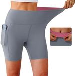 KOWBEAR Yoga Shorts Women 6" Buttery Soft Biker Shorts High Waisted Spandex Stretch Workout Athletic Gym Sport Quick Dry Lightweight Summer Casual Gray S