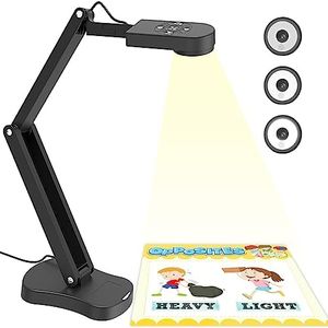 PAKOTOO 8MP Document Camera School & Visualizer for Classroom with Dual Microphone, 3-Level LED Light, Up and Down, Left and Right Image Reversal, Multi-Jointed, for Distance Learning and Learning