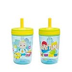 Zak Designs Cocomelon Kelso Tumbler Set, Leak-Proof Screw-On Lid with Straw, BPA-Free, Made of Durable Plastic and Silicone, Perfect Bundle for Kids (15 oz, 2pc Set)