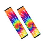 Aoopistc 3D Printing Color Swirl Nest Car Seat Belt Cover Rainbow Tie Dye Seatbelt Pad Safety Shoulder Strap Cushion for Teenager Girl Boy for Sedan,Van,Vehicle,Backpack Full Set 2 Piece