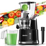 Aeitto Juicer Machine, Slow Masticating Juicer with Big Wide 81mm Chute, Cold Press Juicer for Fruits and Vegetables, Vertical Juicer Machine BPA Free with Quiet Motor Reverse Function, Easy to Clean