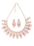 Karatcart Pink American Diamond Studed Choker Necklace Set