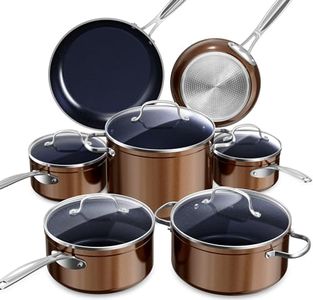 Nuwave Healthy Duralon Blue Ceramic Nonstick Cookware Set, Diamond Infused Scratch-Resistant, PFAS Free, Dishwasher & Oven Safe, Induction Ready & Evenly Heats, Tempered Glass Lids & Stay-Cool Handles