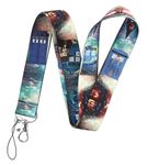 Pinstant Dr Doctor Who Tardis Tennant Sci-Fi Classic British TV Show 17.7" Neck Lanyard Keychain Holder ID Badge Mobile Phone Pin Strap, Blue, White, 17.7 inches