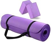 BalanceFrom All Purpose 1/2-Inch Extra Thick High Density Anti-Tear Exercise Yoga Mat with Carrying Strap and Yoga Blocks, Purple