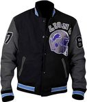 JayZee Men's Baseball Hills Cop Varsity Letterman Bomber Jacket with Leather Sleeves, Black Sleeves, X-Large