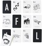 Wee Gallery Educational Flashcards for Babies, Jungle Animal Alphabet, Durable Double Sided Learning Flash Cards, Contrast Visual Stimulation, Cognitive Development, Baby, Toddler, Preschool Activity