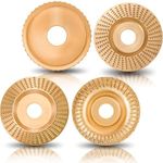 4PCS Angle Grinder Wood Carving Disc Set for 4" or 4 1/2" Attachment, Stump Tool Grinder Disc Wheel Attachments for Woodworking, Wood Shaping Carving Disc for Wood Cutting