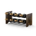 PAFISH 2 Tier Stackable Wine Rack Freestanding 8 Bottles Organizer Holder Stand Countertop Solid Wood Tabletop Stackable Wine Rack Freestanding for Kitchen,Bar,Cabinet