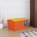 Nilkamal 50 Litre Multipurpose Storage Box with Lid and Handles for Clothes, Toys, Household Items, Kitchen, and Stationery | Rollers for easy movement (3-Year Warranty)