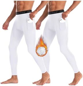 Roadbox Thermal Leggings Tights for Mens Sports Compression Pants Athletic Fleece Lined Bottoms for Running Basketball Yoga