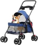 Advwin 4 Wheels Pet Stroller Dog Cat Cage Stroller for Medium Small Travel Folding Carrier Waterproof Puppy Stroller w/Cup Holder