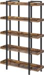 Rolanstar Bookshelf 5-Tier, Open Etagere Bookcase, 68.9''H x 39.4''L Freestanding Bookshelves for Storage and Display, Wood Rustic Book Shelves for Living Room Bedroom Home Office