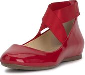 Jessica Simpson Mandayss Women's Pull-On Criss-Cross Ankle Ballet Flats Shoes, Red Muse, 11