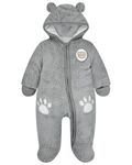 Baby Winter Hooded Rompers Fleece Overalls Long Sleeve Snowsuits Jumpsuits with Footies Boys Girls Winter Coat for Newborn 0-3 Months Dark grey