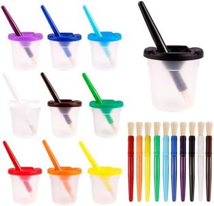 30PCS Spill-Proof Paint Cups with Paint Brushes, FHDUSRYO No Spill Paint Cups with Colored Lids, Paint Containers with Lids Toddler Paint Set for Kids