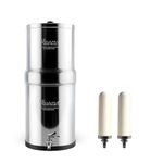 RAMA Gravity Water Filter | 17L Total Capacity (8L Storage) | 304 Stainless Steel Non-Electric Purifier for Home | Includes 2 Spirit 7" Ceramic Candles & Steel Tap | 10-Year Warranty