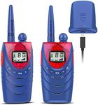 Rechargeable Walkie Talkies for Kids, 22 Channels FRS Walkie Talkies, Long Range Kids Walkie Talkies for Boys/Girls Toys Gifts,Outdoor Activities, Camping, Hiking - 2 Pack