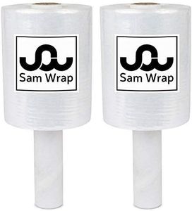 Sam Wrap (R) Stretch Wrap 5" x 1000' Roll With Handle, 80 Gauge Extra Thick Durable Self-Adhering Plastic Wrap for Moving, Packing Wrap Industrial Strength, Clear Plastic Pallet Shrink (2 Pack)