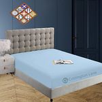 Short Queen Fitted Bed Sheets for RV Camper - 100% Egyptian Cotton Fitted Sheet Only - 400 Thread Count Rv Short Queen Size Fitted Sheet - Bottom Short Queen Sheets for RV Camper Cotton(Light Blue)