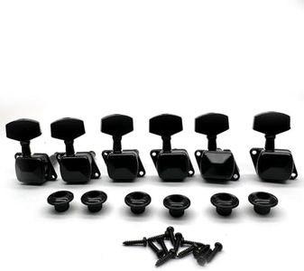 harpfeas 6R Semi-closed Guitar String Tuning Pegs Tuner Machine Heads Knobs Tuning Keys for Acoustic or Electric Guitar (Black)