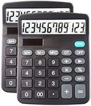 Desk Calculators Large Display 2 Pack,Solar Calculator, Basic Calculator with 12 Digits & Big Button,Office Calculator(Black)