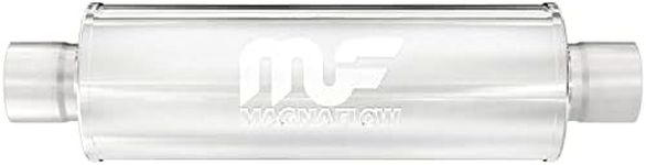 MagnaFlow Performance Exhaust Muffler 14419: 3"/3" Inlet/Outlet, 4x4x14" Round, Stainless Steel, Brushed Finish