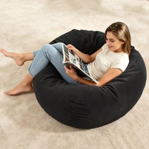 LPMOERA 4FT Memory Foam Filling Bean Bag Chair Black | Skin-Friendly,Hidden Zipper,Home Decor,Floor Sofa,Suitable For Rest & Lounge,Pull-Handle